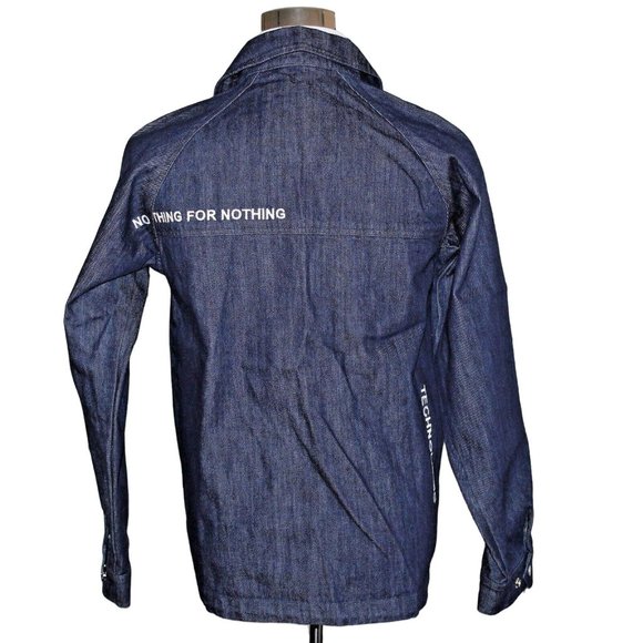 Streetwear Denim Blue Jean Large Hip Hop Embroidered Buddha Jacket Urban FMACM - Picture 4 of 11